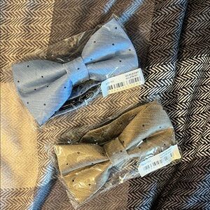 Blue and Tan Mini Polka Dot Bow Tie Set